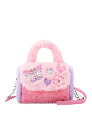 Girls' Butterfly Appliqu&eacute; Faux Fur Crossbody Bag
