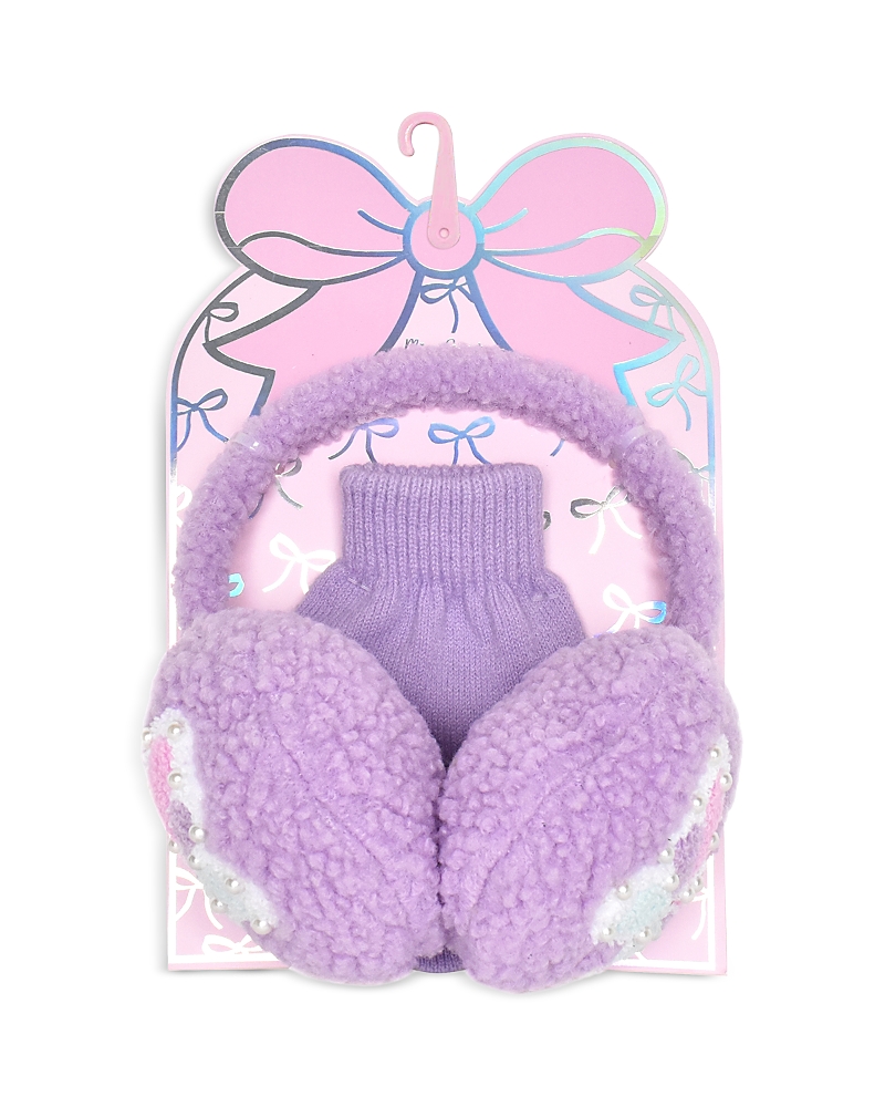Omg Accessories Girls' Butterfly Earmuffs & Gloves Set - Big Kid In Purple