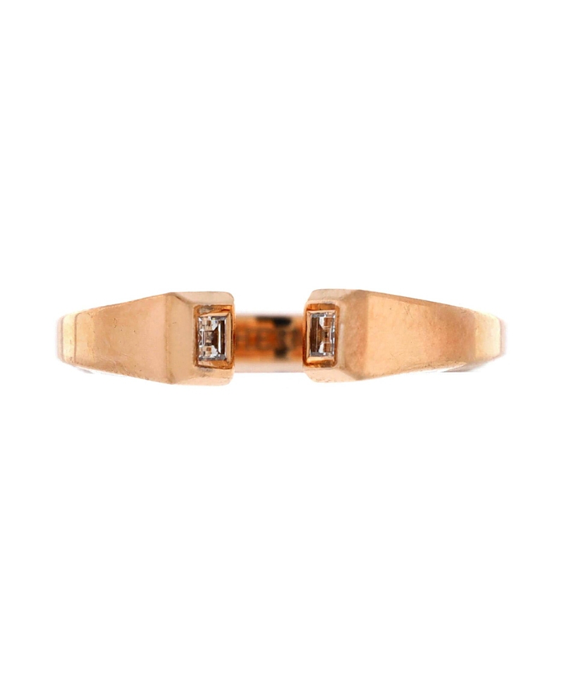 PRE-OWNED HERMES Pre-owned Hermes Small Clou De Forge Ring 18k Rose Gold With Diamonds In Pink