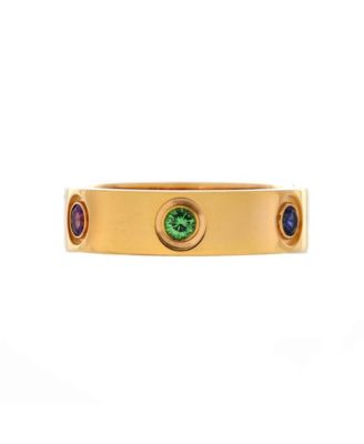  Love 6 Stone Band Ring 18K Gold with Sapphires, Amethyst, and Garnets