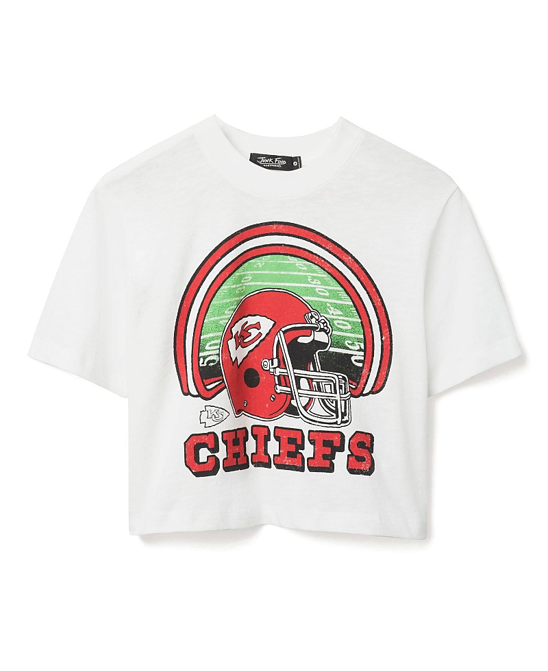 Junk Food Clothing Women's Nfl Kansas City Chiefs Game Time Mock Neck Crop Tee