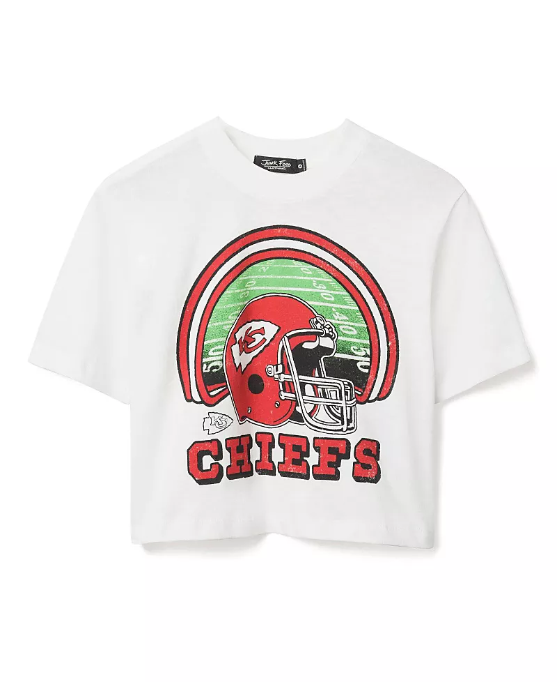 Junk Food Clothing Women's Nfl Kansas City Chiefs Game Time Mock Neck Crop Tee