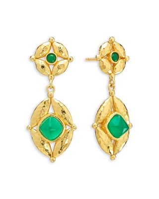 Green Onyx Mystic Eye Post Drop Earrings