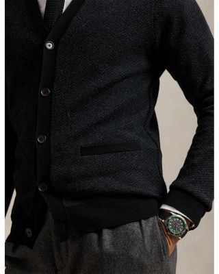 Herringbone Jacquard Wool Cardigan