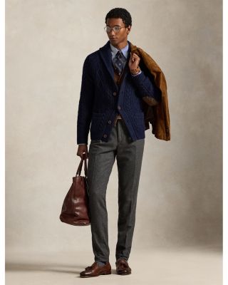 Suede Patch Wool Alpaca Cardigan