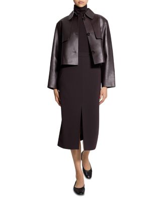 Cropped Leather Trench Coat