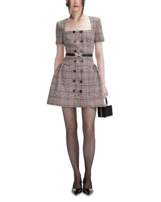 Check Short Sleeved Mini Dress