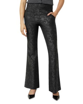 Etched Floral High Rise Baby Bootcut Jeans in Black