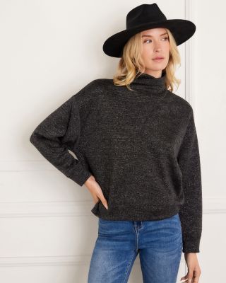 Long Sleeve Faux Wrap Turtleneck Sweater