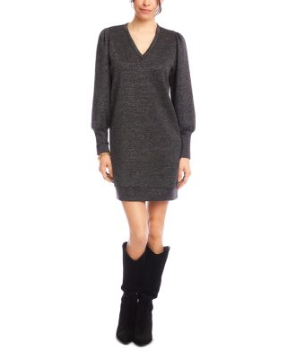 Puffed Sleeve V Neck Dress