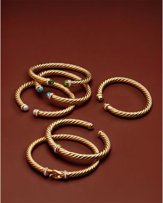 Cablespira&reg; Flex Bracelet in 18K Yellow Gold with Gemstones and Diamonds, 6mm