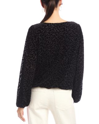 Blouson Sleeve Velvet Burnout Boatneck Top