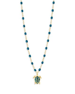18K Yellow Gold Voyage Resin Bead Turtle Pendant Necklace, 16.1-16.5&amp;quot;