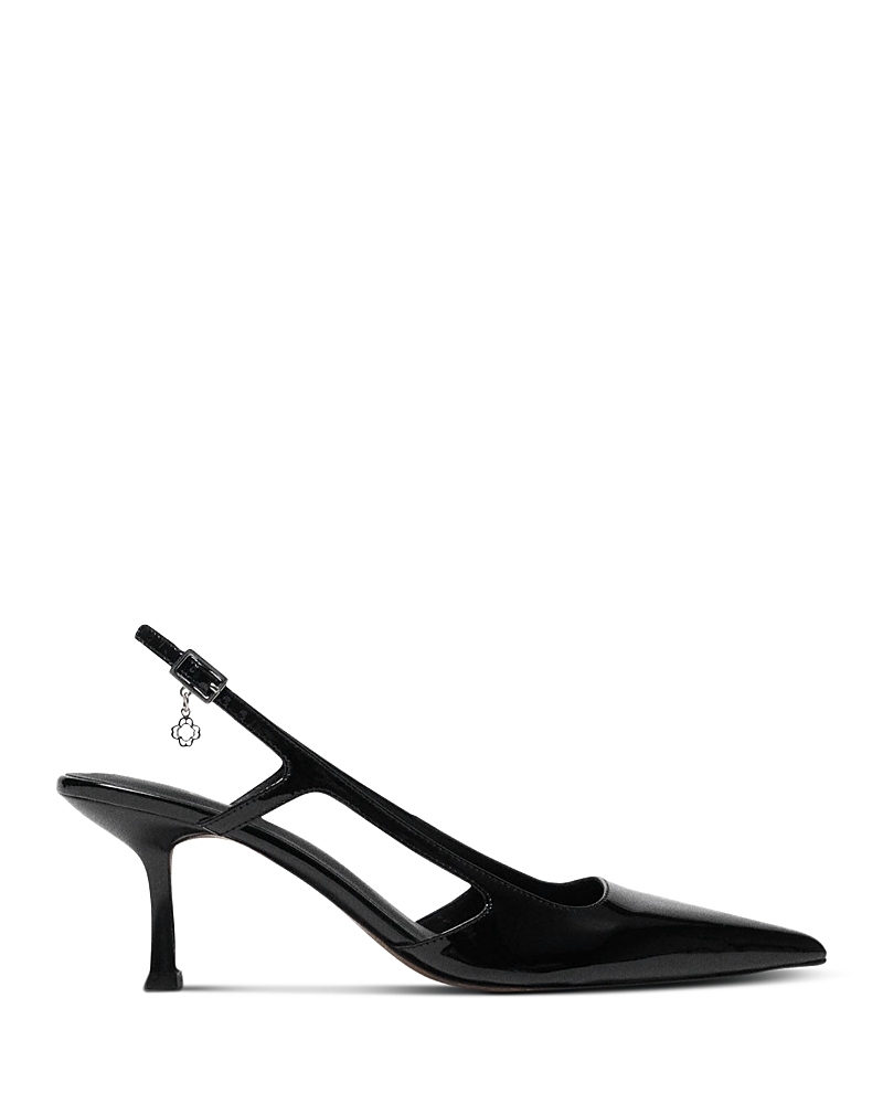 Maje Women's Pointed Toe Patent Leather Slingback Pumps In Black