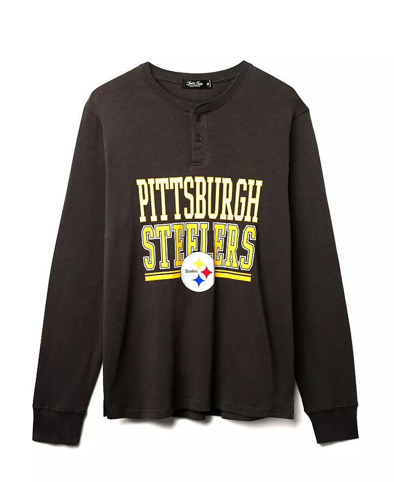 Junk Food Clothing Unisex Nfl Pittsburgh Steelers Long Sleeve Henley Tee