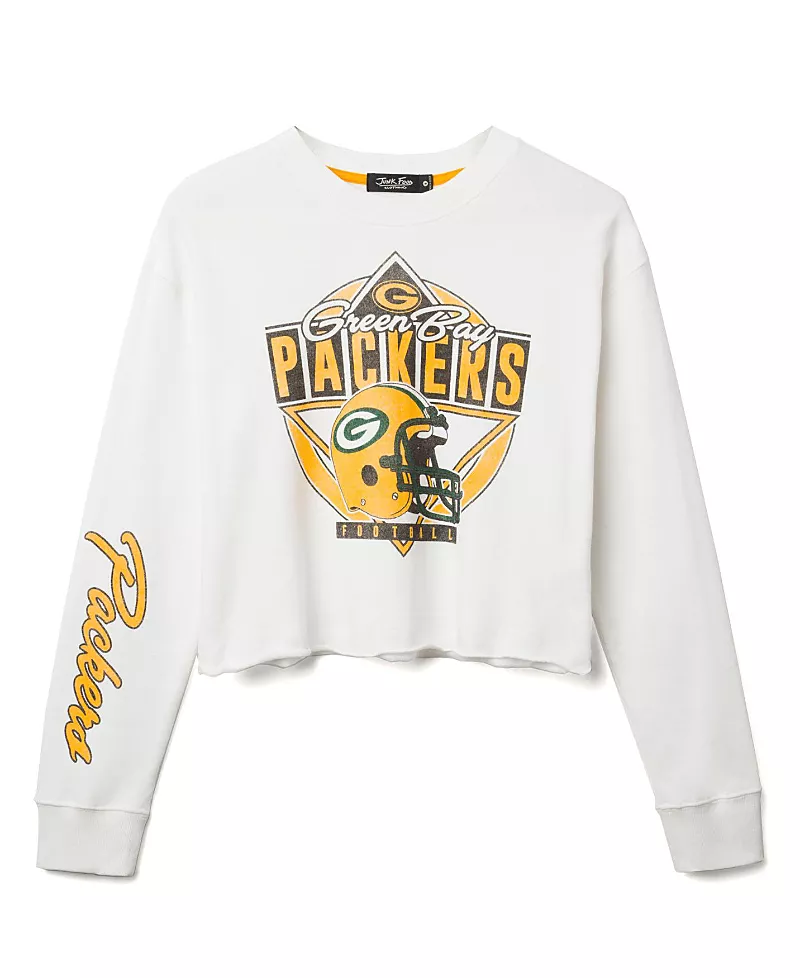 Junk Food Clothing Women's Nfl Green Bay Packers Helmet Crop Fleece Sweatshirt