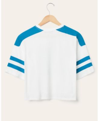  Women's NFL Detroit Lions Striped Crop Tee