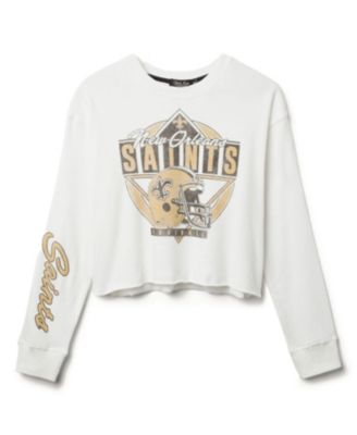  Women's NFL New Orelans Saints Helmet Crop Fleece Sweatshirt