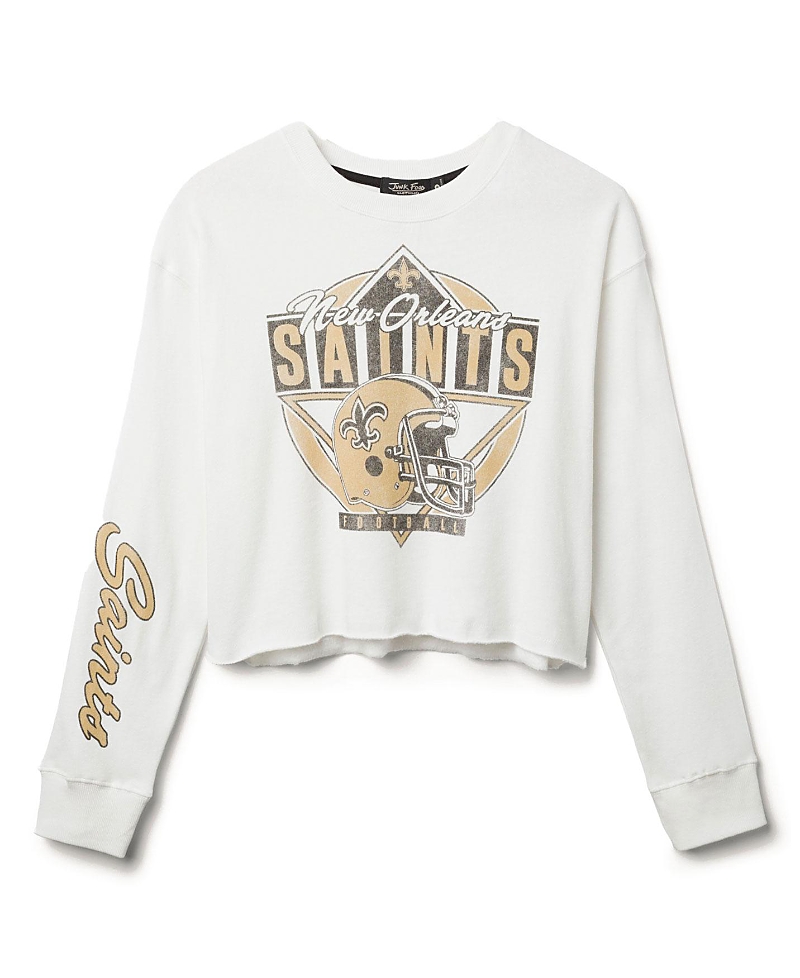 Junk Food Clothing Women's Nfl New Orelans Saints Helmet Crop Fleece Sweatshirt In White