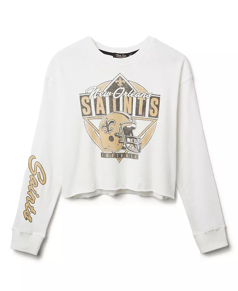 Junk Food Clothing Women's Nfl New Orelans Saints Helmet Crop Fleece Sweatshirt