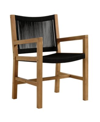 Vienna Outdoor Patio Teak and Rope Dining Armchairs Set of 2