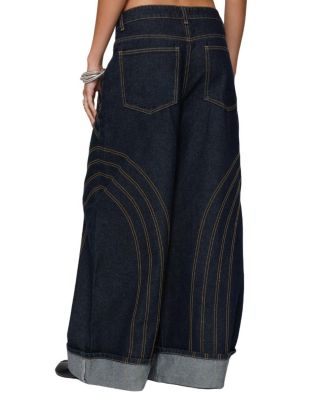 Cuffed Low Rise Wide Leg Jeans