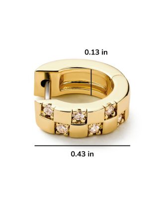 Brass and Cubic Zirconia Eden Mini Gold Huggie Earrings