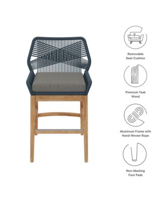 Wellspring Outdoor Patio Teak and Rope Counter Stool