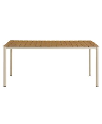 Finn 71" Outdoor Patio Aluminum Dining Table with Faux Wood Top