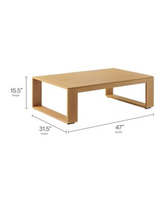Lirienne Outdoor Patio Aluminum Faux Wood Coffee Table