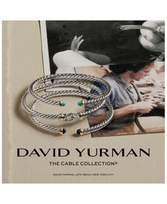 Sterling Silver & 14K Yellow Gold Cable Flex Turquoise Bracelet, 4mm