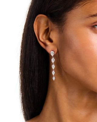 Luxe Collection Certified Lab Grown Diamond Pear Shaped Linear Earrings in 14K White Gold, 6.0 tcw