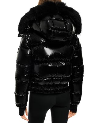 Luxe Stormi Shearling Trim Hooded Down Coat