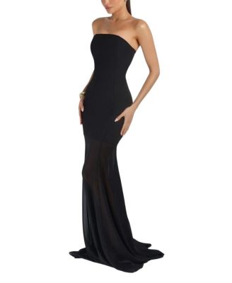 Strapless Crepe Chiffon Maxi Dress