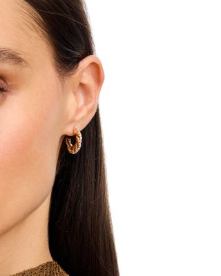 Diamond Pav&eacute; Twist Hoop Earrings in 14K Yellow Gold, 0.57 tcw