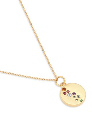 Multicolor Gemstone Disc Pendant Necklace in 14K Yellow Gold