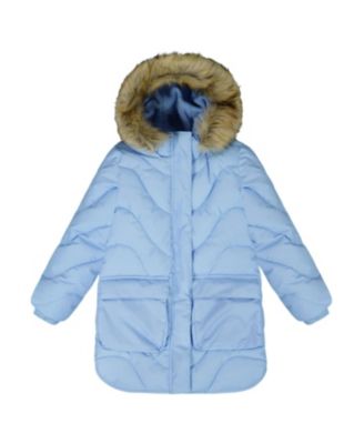 Girls' Long Wavy Quilt Puffy Winter Coat - Big Kid