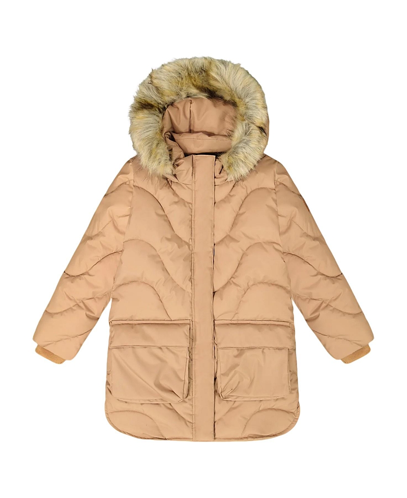 Deux par Girls' Long Wavy Quilt Puffy Winter Coat - Big Kid