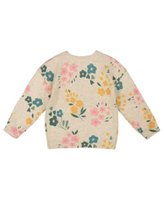 Girls' Knitted Floral Sweater - Big Kid