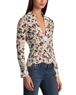 Portia Mesh Ruched Blouse