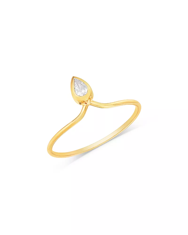 Zoe Chicco 14K Yellow Gold Pear Diamonds Bezel Crown Ring