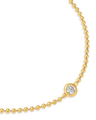 14K Yellow Gold Floating Diamonds Bezel Solitaire Chain Link Bracelet