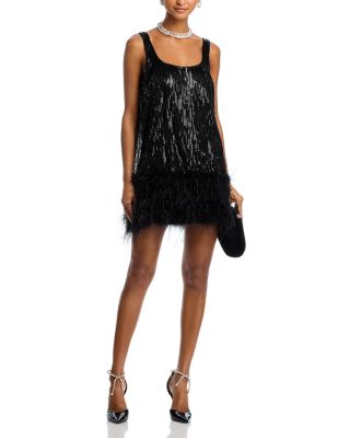 Ostrich Feather Sequin Mini Dress - Exclusive