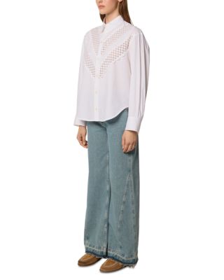 Cotton Shirt with Lace Ribbon