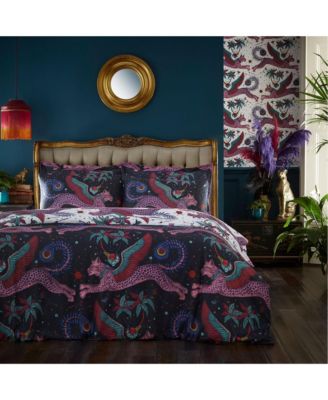 Lynx Navy Print Duvet Cover, Queen