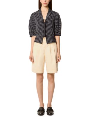 Cropped Shirt with Puff Sleeves