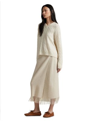 Fringe Herringbone Wrap Skirt