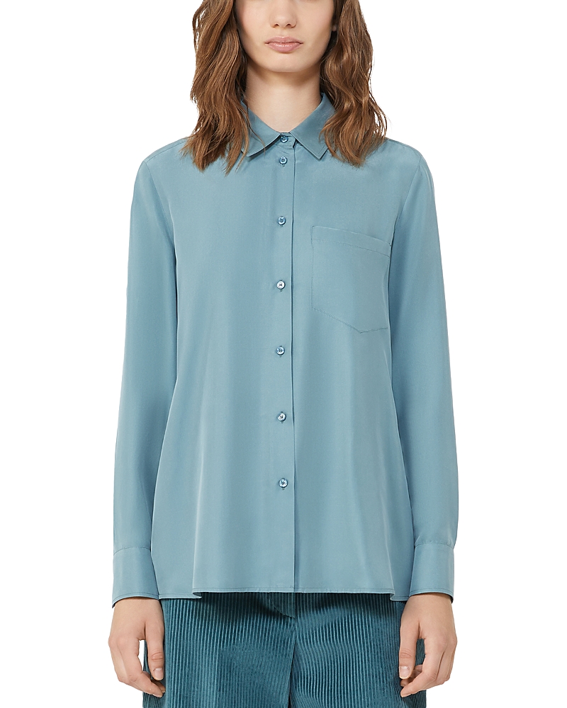 Weekend Max Mara Weekend 2 Pamir Washed Silk Shirt In Blue