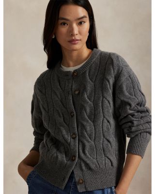 Cable Knit Wool Cashmere Cardigan Sweater