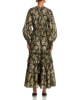 Metallic Jacquard Tiered Dress - Exclusive